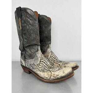 Lucchese 1883 Lizard Cowboy Boots Mens 9.5 D Exotic Leather Snip Toe Western